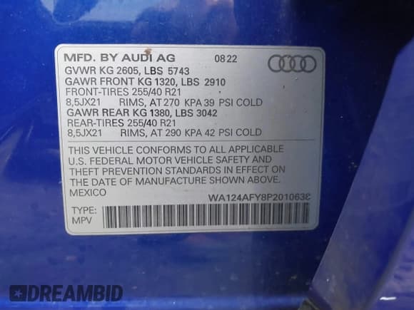 ✅ 2023 Audi SQ5 Sportback Premium Plus • VIN: WA124AFY8P2010638 • Lot: 41502038. Listed on IAAI with 42,065 mi. Free auction sales archive from the USA and detailed vehicle history report at DreamBid. Image 9.