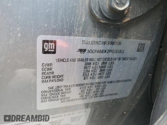 ✅ 2023 Chevrolet Silverado 1500 Custom • VIN: 3GCPABEK2PG181951 • Lot: 60565815. Listed on Copart with Not provided. Free auction sales archive from the USA and detailed vehicle history report at DreamBid. Image 12.