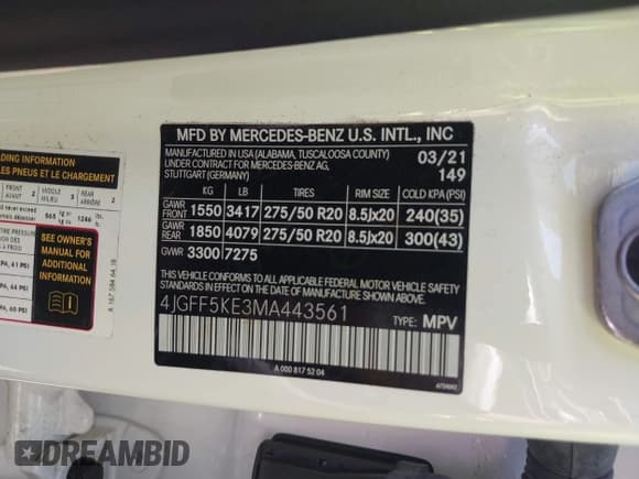 ✅ 2021 Mercedes-Benz GLS 450 • VIN: 4JGFF5KE3MA443561 • Lot: 42874228. Listed on IAAI with 62,048 mi. Free auction sales archive from the USA and detailed vehicle history report at DreamBid. Image 9.