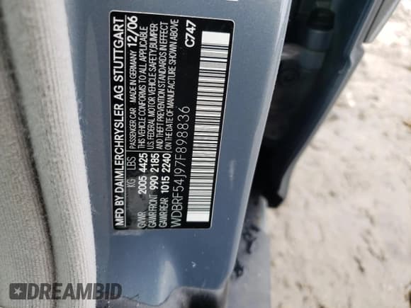 ✅ 2007 Mercedes-Benz C 280 Luxury • VIN: WDBRF54J97F898836 • Lot: 51849735. Wystawiony na Copart z przebiegiem Nie podano. Bezpłatny archiwum sprzedaży aukcyjnych z USA i szczegółowy raport historii pojazdu na DreamBid. Zdjęcie 12.