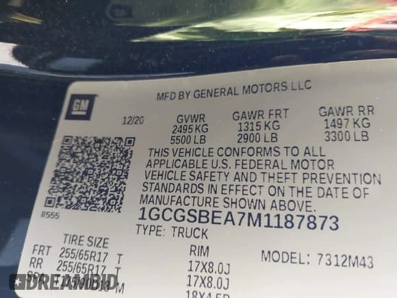 ✅ 2021 Chevrolet Colorado 2WD Work Truck • VIN: 1GCGSBEA7M1187873 • Lot: 43001615. Wystawiony na IAAI z przebiegiem Nie podano. Bezpłatny archiwum sprzedaży aukcyjnych z USA i szczegółowy raport historii pojazdu na DreamBid. Zdjęcie 9.