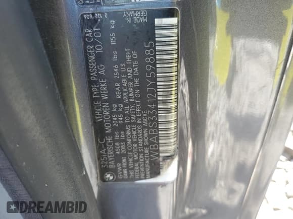 ✅ 2002 BMW 3 Series 325Ci • VIN: WBABS33412JY59885 • Лот: 65910515. Опубликован ранее на Copart с пробегом 139 361 миль. Бесплатный доступ к архиву аукционных продаж из США и подробный отчёт об истории автомобиля на DreamBid. Изображение 12.