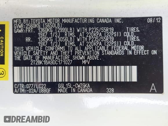 ✅ 2013 Lexus RX 350 • VIN: 2T2BK1BA9DC171027 • Lot: 42447555. Listed on IAAI with 90,118 mi. Free auction sales archive from the USA and detailed vehicle history report at DreamBid. Image 9.