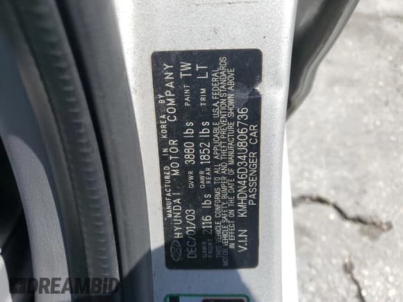 ✅ 2004 Hyundai Elantra GLS • VIN: KMHDN46D34U806736 • Lot: 57423425. Wystawiony na Copart z przebiegiem 46 749 mil. Bezpłatny archiwum sprzedaży aukcyjnych z USA i szczegółowy raport historii pojazdu na DreamBid. Zdjęcie 12.