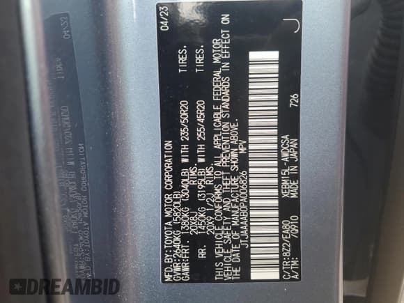 ✅ 2023 Lexus RZ 450e Premium • VIN: JTJAAAAB0PA006826 • Lot: 81278385. Listed on Copart with 15,942 mi. Free auction sales archive from the USA and detailed vehicle history report at DreamBid. Image 13.