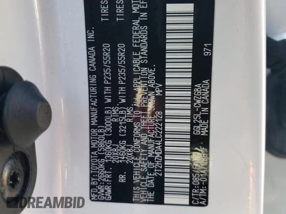 ✅ 2020 Lexus RX 350 • VIN: 2T2HZMDA4LC222128 • Lot: 87283545. Listed on Copart with 64,466 mi. Free auction sales archive from the USA and detailed vehicle history report at DreamBid. Image 14.