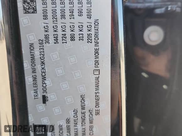 2019 Chevrolet Silverado 1500 LT с VIN 3GCPWCEK5KG213162, выставлен на аукционе Copart как лот 82765955 с пробегом 111 993 миль миль и Списание • Salvage title. История ставок и продаж доступна на DreamBid. Изображение 12.