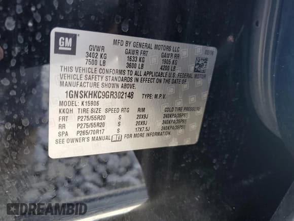 ✅ 2016 Chevrolet Suburban LT • VIN: 1GNSKHKC9GR302148 • Lot: 92683915. Wystawiony na Copart z przebiegiem 106 860 mil. Bezpłatny archiwum sprzedaży aukcyjnych z USA i szczegółowy raport historii pojazdu na DreamBid. Zdjęcie 13.