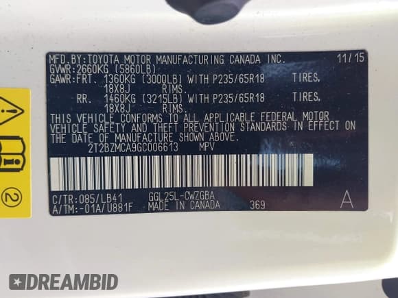 ✅ 2016 Lexus RX 350 • VIN: 2T2BZMCA9GC006613 • Lot: 42452602. Wystawiony na IAAI z przebiegiem 156 260 mil. Bezpłatny archiwum sprzedaży aukcyjnych z USA i szczegółowy raport historii pojazdu na DreamBid. Zdjęcie 9.