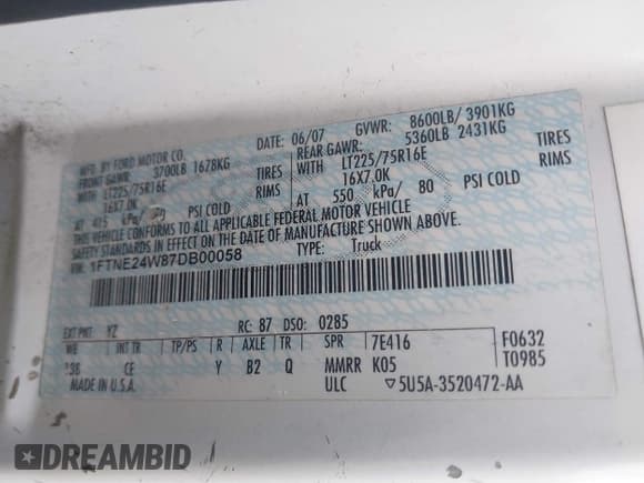 ✅ 2007 Ford Econoline Cargo Commercial • VIN: 1FTNE24W87DB00058 • Лот: 42342560. Опубликован ранее на IAAI с пробегом 283 309 миль. Бесплатный доступ к архиву аукционных продаж из США и подробный отчёт об истории автомобиля на DreamBid. Изображение 9.