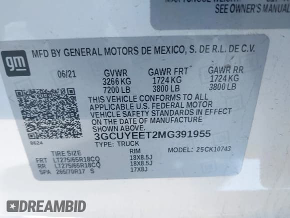 ✅ 2021 Chevrolet Silverado 1500 RST • VIN: 3GCUYEET2MG391955 • Lot: 41295635. Listed on IAAI with 67,906 mi. Free auction sales archive from the USA and detailed vehicle history report at DreamBid. Image 9.