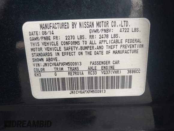 ✅ 2015 Infiniti Q40 • VIN: JN1CV6APXFM500913 • Лот: 43101124. Опубликован ранее на IAAI с пробегом 150 712 миль. Бесплатный доступ к архиву аукционных продаж из США и подробный отчёт об истории автомобиля на DreamBid. Изображение 9.