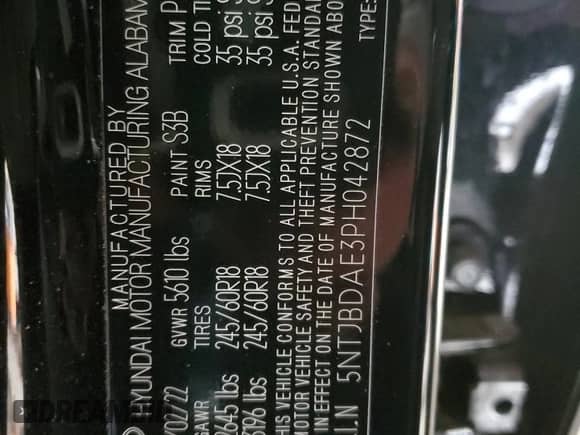 2023 Hyundai Santa Cruz SEL с VIN 5NTJBDAE3PH042872, выставлен на аукционе Copart как лот 83369754 с пробегом 42 003 миль миль и Списание • Salvage title. История ставок и продаж доступна на DreamBid. Изображение 13.