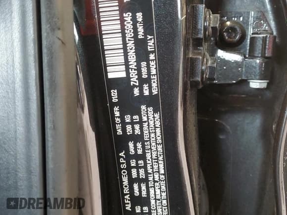 ✅ 2022 Alfa Romeo Giulia Ti • VIN: ZARFANBN3N7659045 • Лот: 61554575. Опубликован ранее на Copart с пробегом 65 676 миль. Бесплатный доступ к архиву аукционных продаж из США и подробный отчёт об истории автомобиля на DreamBid. Изображение 12.