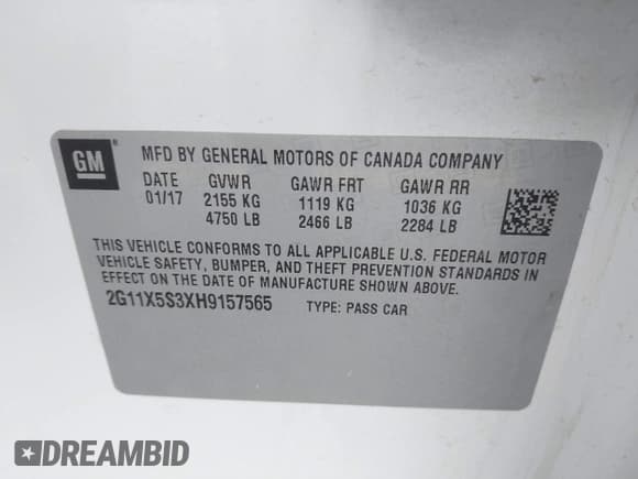 ✅ 2017 Chevrolet Impala LS • VIN: 2G11X5S3XH9157565 • Lot: 41711415. Listed on IAAI with 71,234 mi. Free auction sales archive from the USA and detailed vehicle history report at DreamBid. Image 9.