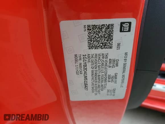 2021 Chevrolet Corvette 2LT z VIN 1G1YB2D41M5116427, wystawiony jako Copart lot #49355255 z przebiegiem 9 316 mil mil oraz Szkoda całkowita • Salvage title. Historia ofert i sprzedaży dostępna na DreamBid. Obrazek 12.