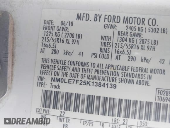 ✅ 2019 Ford Transit Connect XLT • VIN: NM0LE7F25K1384139 • Lot: 42845851. Listed on IAAI with 175,982 mi. Free auction sales archive from the USA and detailed vehicle history report at DreamBid. Image 9.