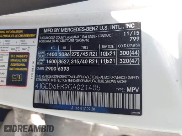 ✅ 2016 Mercedes-Benz GLE 450 AMG • VIN: 4JGED6EB9GA021405 • Lot: 42376376. Wystawiony na IAAI z przebiegiem 112 297 mil. Bezpłatny archiwum sprzedaży aukcyjnych z USA i szczegółowy raport historii pojazdu na DreamBid. Zdjęcie 9.