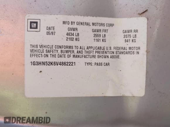 ✅ 1997 Oldsmobile 88 LS • VIN: 1G3HN52K6V4862221 • Lot: 43089948. Listed on IAAI with 210,684 mi. Free auction sales archive from the USA and detailed vehicle history report at DreamBid. Image 9.