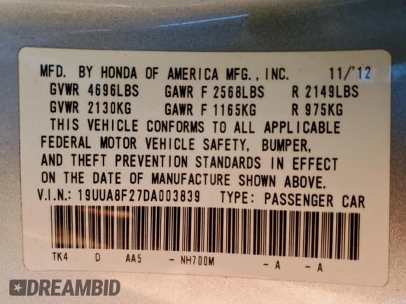 ✅ 2013 Acura TL • VIN: 19UUA8F27DA003839 • Lot: 85953705. Wystawiony na Copart z przebiegiem 105 735 mil. Bezpłatny archiwum sprzedaży aukcyjnych z USA i szczegółowy raport historii pojazdu na DreamBid. Zdjęcie 12.