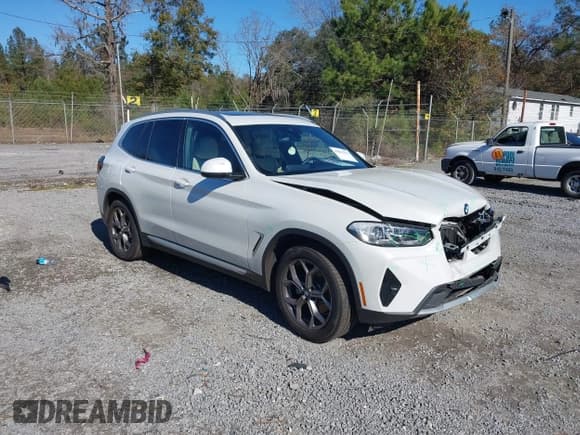 ✅ 2022 BMW X3 sDrive30i • VIN: 5UX43DP07N9J95201 • Lot: 43801211. Listed on IAAI with 51,932 mi. Free auction sales archive from the USA and detailed vehicle history report at DreamBid. Image 1.
