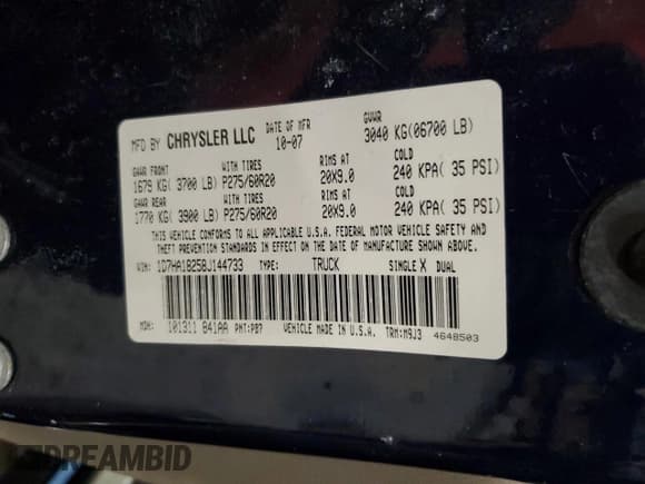 ✅ 2008 Dodge 1500 Laramie • VIN: 1D7HA18258J144733 • Лот: 45339665. Опубликован ранее на Copart с пробегом Не указан. Бесплатный доступ к архиву аукционных продаж из США и подробный отчёт об истории автомобиля на DreamBid. Изображение 12.