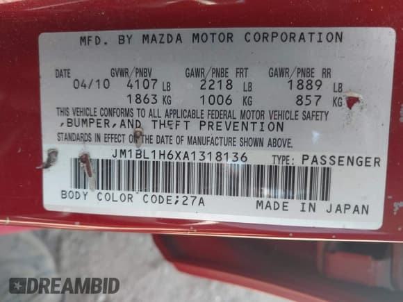 ✅ 2010 Mazda 3 S Sport • VIN: JM1BL1H6XA1318136 • Лот: 42943599. Опубликован ранее на IAAI с пробегом 92 480 миль. Бесплатный доступ к архиву аукционных продаж из США и подробный отчёт об истории автомобиля на DreamBid. Изображение 9.