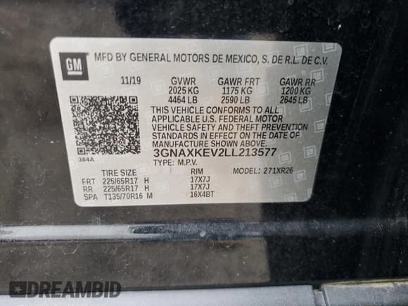 ✅ 2020 Chevrolet Equinox LT • VIN: 3GNAXKEV2LL213577 • Лот: 85749705. Опубликован ранее на Copart с пробегом 99 064 миль. Бесплатный доступ к архиву аукционных продаж из США и подробный отчёт об истории автомобиля на DreamBid. Изображение 13.