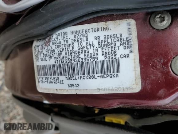 ✅ 2003 Toyota Avalon XL • VIN: 4T1BF28B93U335789 • Lot: 90581135. Listed on Copart with 170,746 mi. Free auction sales archive from the USA and detailed vehicle history report at DreamBid. Image 12.