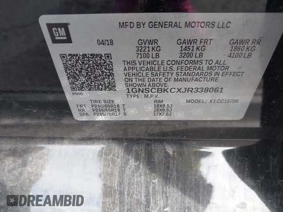 ✅ 2018 Chevrolet Tahoe LT • VIN: 1GNSCBKCXJR338061 • Лот: 43728629. Опубликован ранее на IAAI с пробегом Не указан. Бесплатный доступ к архиву аукционных продаж из США и подробный отчёт об истории автомобиля на DreamBid. Изображение 9.