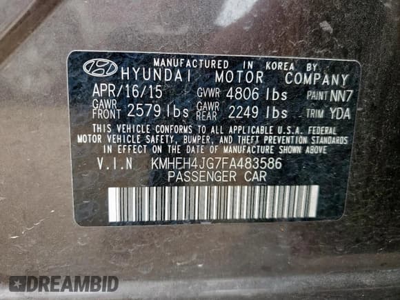 ✅ 2015 Hyundai Azera Limited • VIN: KMHFH4JG7FA483586 • Лот: 61013125. Опубликован ранее на Copart с пробегом 127 766 миль. Бесплатный доступ к архиву аукционных продаж из США и подробный отчёт об истории автомобиля на DreamBid. Изображение 12.