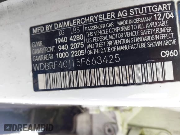 ✅ 2005 Mercedes-Benz C 230 Kompressor • VIN: WDBRF40J15F663425 • Lot: 43230038. Wystawiony na IAAI z przebiegiem 285 592 mil. Bezpłatny archiwum sprzedaży aukcyjnych z USA i szczegółowy raport historii pojazdu na DreamBid. Zdjęcie 9.