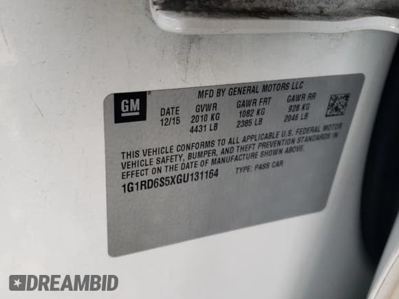 ✅ 2016 Chevrolet Volt Premier • VIN: 1G1RD6S5XGU131164 • Lot: 49313934. Wystawiony na Copart z przebiegiem 111 202 mil. Bezpłatny archiwum sprzedaży aukcyjnych z USA i szczegółowy raport historii pojazdu na DreamBid. Zdjęcie 12.