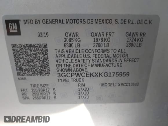 ✅ 2019 Chevrolet Silverado 1500 LT • VIN: 3GCPWCEKXKG175959 • Лот: 43187055. Опубликован ранее на IAAI с пробегом 55 441 миль. Бесплатный доступ к архиву аукционных продаж из США и подробный отчёт об истории автомобиля на DreamBid. Изображение 9.