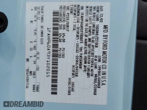 ✅ 2003 Ford Thunderbird Deluxe • VIN: 1FAHP60A93Y102015 • Lot: 75091754. Wystawiony na Copart z przebiegiem Nie podano. Bezpłatny archiwum sprzedaży aukcyjnych z USA i szczegółowy raport historii pojazdu na DreamBid. Zdjęcie 13.