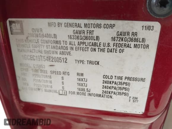 ✅ 2004 Chevrolet Silverado 1500 LT • VIN: 1GCEC19T54E200512 • Lot: 43533827. Wystawiony na IAAI z przebiegiem 240 597 mil. Bezpłatny archiwum sprzedaży aukcyjnych z USA i szczegółowy raport historii pojazdu na DreamBid. Zdjęcie 9.