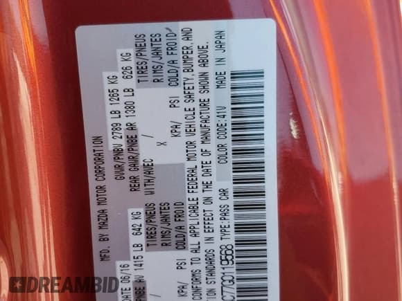 ✅ 2016 Mazda MX-5 Miata Club • VIN: JM1NDAC77G0119568 • Лот: 85306135. Опубликован ранее на Copart с пробегом 87 389 миль. Бесплатный доступ к архиву аукционных продаж из США и подробный отчёт об истории автомобиля на DreamBid. Изображение 12.