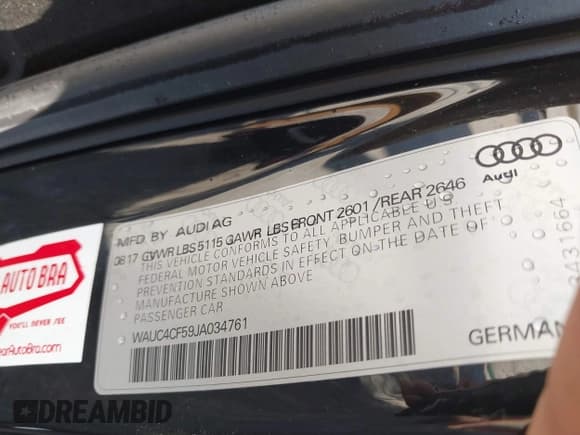 ✅ 2018 Audi S5 Sportback Prestige • VIN: WAUC4CF59JA034761 • Lot: 43444805. Listed on IAAI with 170,121 mi. Free auction sales archive from the USA and detailed vehicle history report at DreamBid. Image 9.