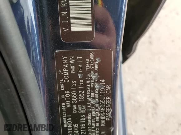 ✅ 2005 Hyundai Elantra GLS • VIN: KMHDN46D55U119114 • Lot: 89025035. Wystawiony na Copart z przebiegiem 162 696 mil. Bezpłatny archiwum sprzedaży aukcyjnych z USA i szczegółowy raport historii pojazdu na DreamBid. Zdjęcie 14.