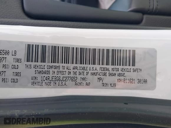 ✅ 2018 Jeep Grand Cherokee Limited • VIN: 1C4RJEBG6JC277652 • Lot: 41940990. Listed on IAAI with 134,013 mi. Free auction sales archive from the USA and detailed vehicle history report at DreamBid. Image 9.