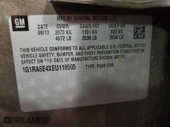 ✅ 2014 Chevrolet Volt • VIN: 1G1RA6E4XEU118505 • Lot: 80914364. Wystawiony na Copart z przebiegiem 223 590 mil. Bezpłatny archiwum sprzedaży aukcyjnych z USA i szczegółowy raport historii pojazdu na DreamBid. Zdjęcie 12.