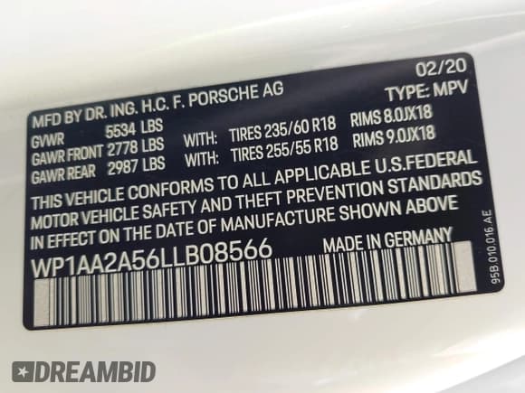 ✅ 2020 Porsche Macan • VIN: WP1AA2A56LLB08566 • Lot: 43434336. Wystawiony na IAAI z przebiegiem 41 694 mil. Bezpłatny archiwum sprzedaży aukcyjnych z USA i szczegółowy raport historii pojazdu na DreamBid. Zdjęcie 9.