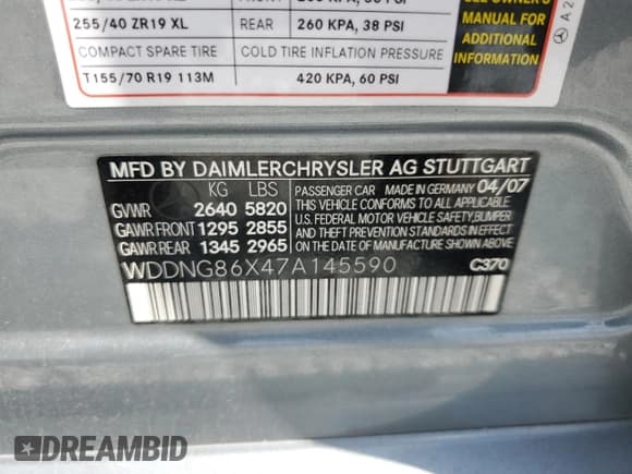 ✅ 2007 Mercedes-Benz S 550 • VIN: WDDNG86X47A145590 • Lot: 71184285. Wystawiony na Copart z przebiegiem 192 476 mil. Bezpłatny archiwum sprzedaży aukcyjnych z USA i szczegółowy raport historii pojazdu na DreamBid. Zdjęcie 12.