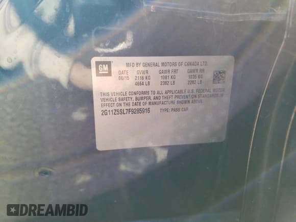 ✅ 2015 Chevrolet Impala LS • VIN: 2G11Z5SL7F9285916 • Lot: 76130714. Wystawiony na Copart z przebiegiem 111 712 mil. Bezpłatny archiwum sprzedaży aukcyjnych z USA i szczegółowy raport historii pojazdu na DreamBid. Zdjęcie 12.