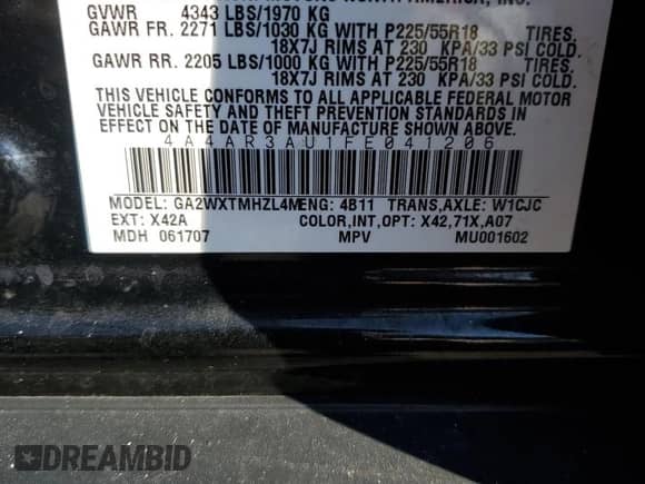 2015 Mitsubishi Outlander ES с VIN 4A4AR3AU1FE041206, выставлен на аукционе Copart как лот 84642205 с пробегом 84 637 миль миль и Списание • Salvage title. История ставок и продаж доступна на DreamBid. Изображение 13.