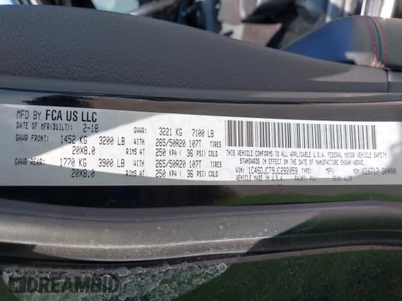 ✅ 2018 Dodge Durango R/T • VIN: 1C4SDJCT9JC292059 • Лот: 42325816. Опубликован ранее на IAAI с пробегом 128 522 миль. Бесплатный доступ к архиву аукционных продаж из США и подробный отчёт об истории автомобиля на DreamBid. Изображение 9.