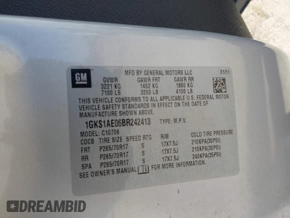 ✅ 2011 GMC Yukon SLE • VIN: 1GKS1AE06BR242413 • Lot: 43627026. Wystawiony na IAAI z przebiegiem 128 115 mil. Bezpłatny archiwum sprzedaży aukcyjnych z USA i szczegółowy raport historii pojazdu na DreamBid. Zdjęcie 9.