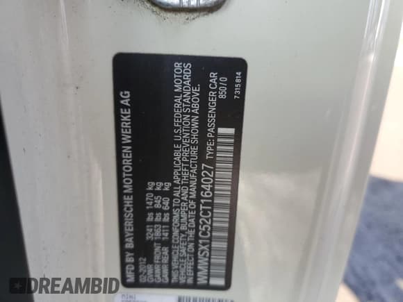 ✅ 2012 MINI Coupe • VIN: WMWSX1C52CT164027 • Lot: 74329124. Listed on Copart with Not provided. Free auction sales archive from the USA and detailed vehicle history report at DreamBid. Image 12.