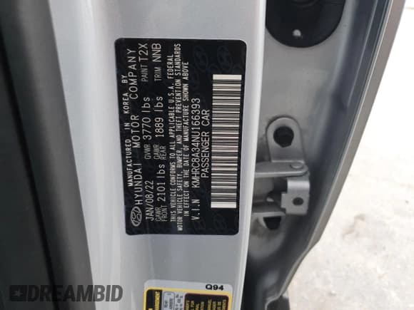 ✅ 2022 Hyundai Venue SEL • VIN: KMHRC8A34NU166393 • Lot: 82551594. Listed on Copart with 32,356 mi. Free auction sales archive from the USA and detailed vehicle history report at DreamBid. Image 13.