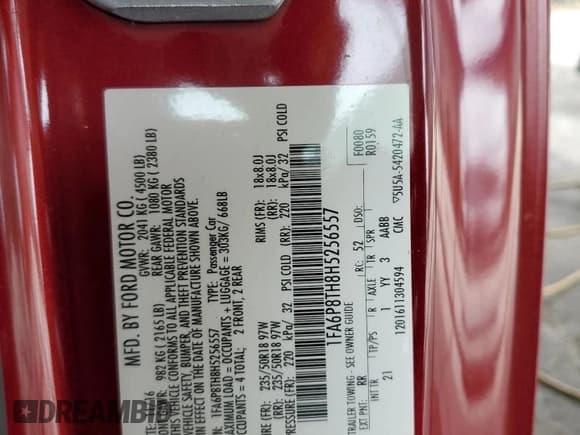 ✅ 2017 Ford Mustang EcoBoost Premium • VIN: 1FA6P8TH8H5256557 • Lot: 80872935. Listed on Copart with 109,697 mi. Free auction sales archive from the USA and detailed vehicle history report at DreamBid. Image 12.